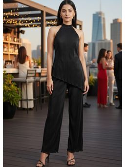 Moomaya - Satin Finish Pleated Halter Neck Co-Ord Set