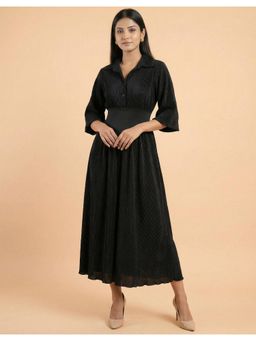 Moomaya - Women's Satin Plisse Corset Waist Midi Dress