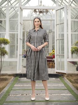 PEPPINOS - Women Checkered Midi Dress