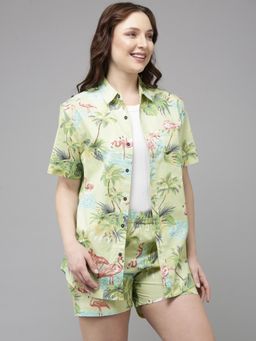 Style Quotient - Women Green Printed Shirt and Short