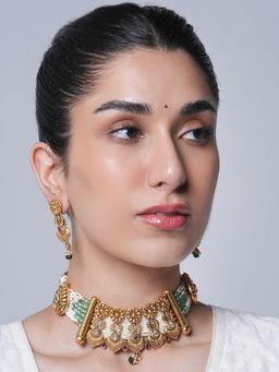 CAO JEWELLERY - Beautiful Peacock Design Green Colored Jewellery Set