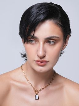 CAO JEWELLERY - White Shell Square Pendant Necklace