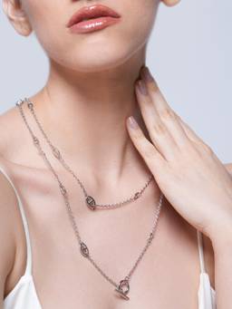 CAO JEWELLERY - Pig Nose Charm Silver Long Chain