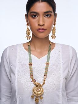 CAO JEWELLERY - Long Designer Antique Blue Stone Jewellery Set