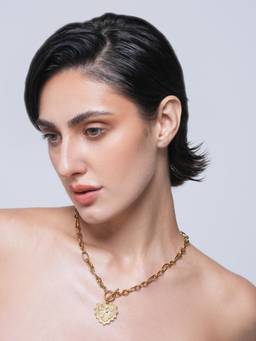 CAO JEWELLERY - Ribbed Heart White Rhinestone Letter Love Pendant Necklace