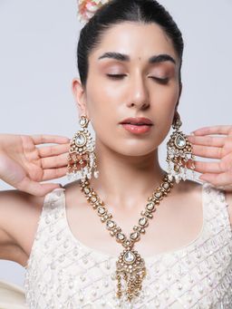 CAO JEWELLERY - Long Designer Mehendi Polish Kundan Jewellery Set