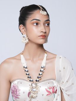 CAO JEWELLERY - Long White Kundan Jewellery Set