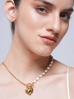 CAO JEWELLERY - Elegant Baroque Heart Pendant Statement Necklace