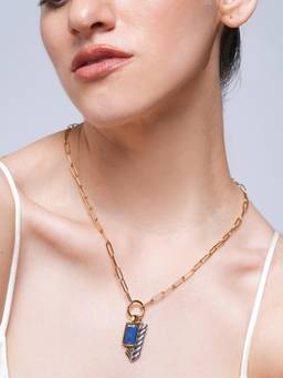 CAO JEWELLERY - Gold and Silver Color-Block Woven Pendant Necklace