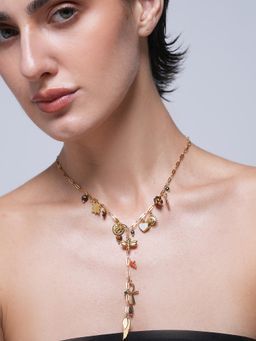 CAO JEWELLERY - Wing Cross Heart Tiger Stone Pendant Necklace