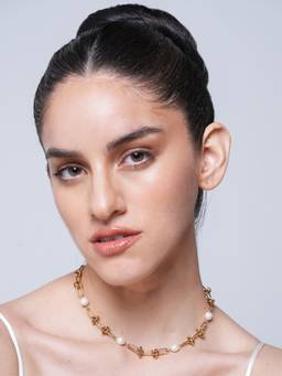 CAO JEWELLERY - Natural Pearl Stainless Steel Chain with Bracelet
