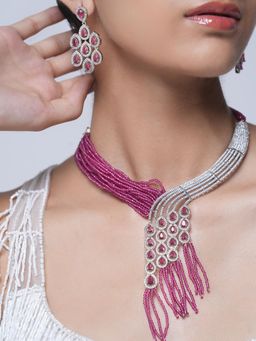 CAO JEWELLERY - Pink Designer Cz Jewellery Set