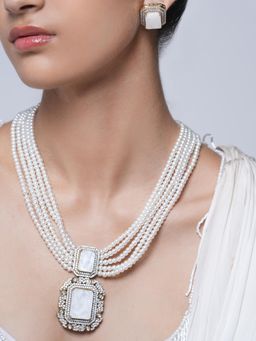 CAO JEWELLERY - Designer White Stone Mala Jewellery Set