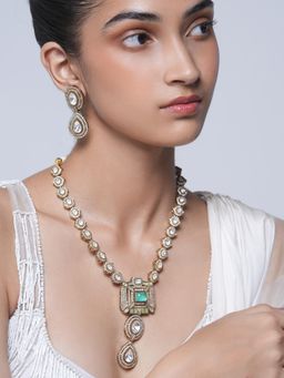 CAO JEWELLERY - Long Mehendi Polish Kundan Jewellery Set