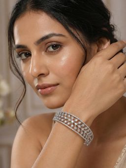 Saraf RS Jewellery - Women Rose Gold Plated White Ad Zirconia Statement Bridal Bangle Bracelet