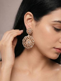 Saraf RS Jewellery - Women Gold Toned AD Zircon Studded Statement Dangler Drop Earrings