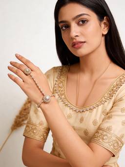 Saraf RS Jewellery - Women Gold plated AD Zircon Studded Wraparound Trendy Hathphool