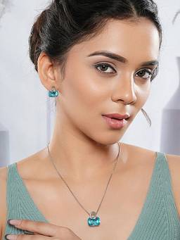 Saraf RS Jewellery - Women Trendy Rectangular Blue Jewellery Set
