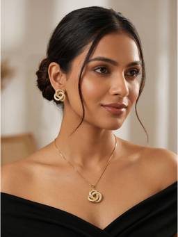 Saraf RS Jewellery - Women 22k Gold Plated Rope Knot Design Minimal Jewellery Set