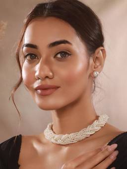 Saraf RS Jewellery - Women Multi Layered Pearls Braided Jewellery Set