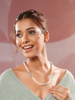 Saraf RS Jewellery - Women Single String Pearl Beads Designer Statement Necklace