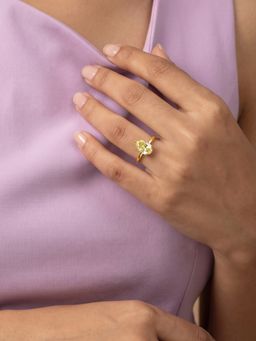 GIVA - Silver Golden Citrine Glow Ring