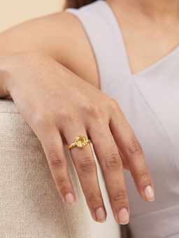 GIVA - Silver Golden Amber Glow Ring