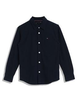 Tommy Hilfiger - Boys Solid Regular-Fit Cotton Shirt