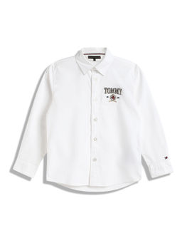 Tommy Hilfiger - Boys Logo Regular-Fit Cotton Shirt