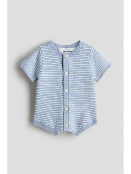 H&M - Boys Blue Purl-Knit Cotton Romper Suit
