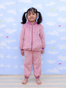 The Mom Store - Puffin in Pink Kids Fleece Zipper Jacket & Joggers (Set of 2)