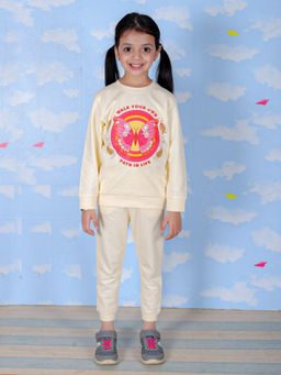 The Mom Store - Lil Butterfly Sweatshirt & Joggers - Beige (Set of 2)