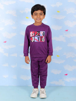 The Mom Store - It's All About Sports Sweatshirt & Joggers - Purple (Set of 2)