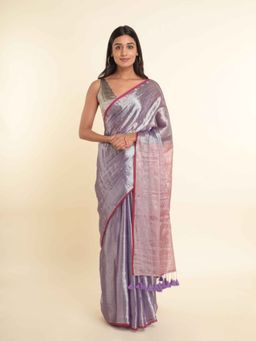 Suta - Lavender Solid Cotton Blend Saree