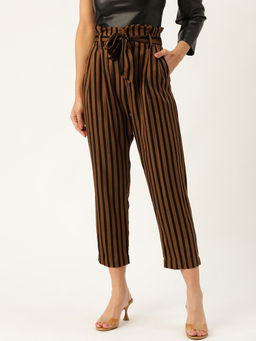 Twenty Dresses by Nykaa Fashion - The Beauty Of Lines Brown Pants With Belt