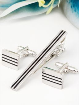 PELUCHE - Mr. Dapper - Sleek Look 2 Silver-G Cufflink & Tie Pin Gift Set