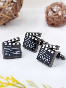 PELUCHE - Action Black Cufflink & Lapel Pin Gift Set