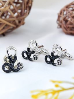 PELUCHE - The Doctor's Choice Black Cufflink & Lapel Pin Gift Set