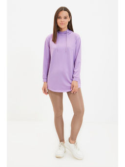 Trendyol - Womens Lavender Solid/plain Hoodie