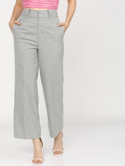 TOKYO TALKIES - Women Solid Flared High-Rise Easy Wash Casual Trousers