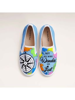 The Quirky Naari - WanderLust Slip-On Sneakers - Blue