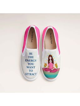 The Quirky Naari - Yoga Girl Slip-On Sneakers - Beige