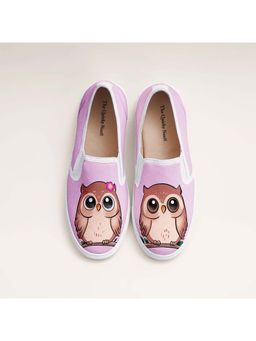The Quirky Naari - Owlish Slip-On Sneakers - Pink