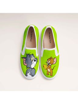 The Quirky Naari - Tom and Jerry Slip-On Sneakers - Green