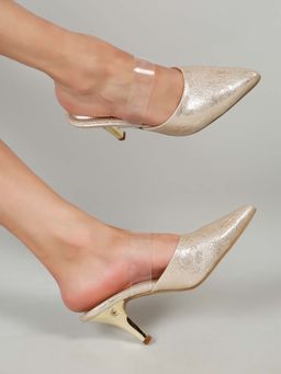 Flat n Heels - Women Gold Mules Heels