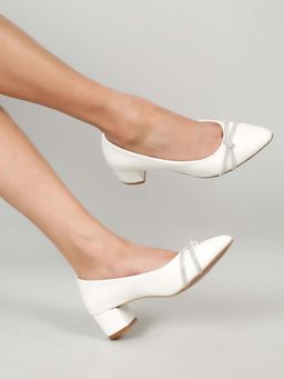 Flat n Heels - Women White Pump Heels