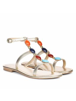Saint G - Ornate Stone Gold Leather Sandals