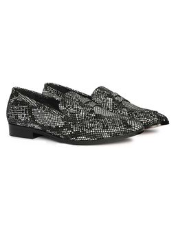 Saint G - White and Black Snake Print Leather Loafers