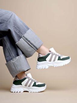 Shoetopia - Smart Casual Comfortable Green Sneakers for Women