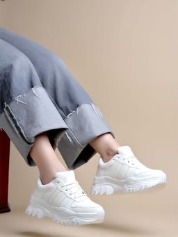 Shoetopia - Smart Casual Comfortable White Sneakers for Women